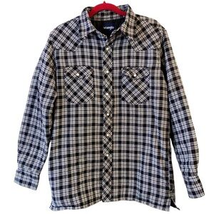 Men's Wrangler Black & White Plaid Lined Fleece Shacket